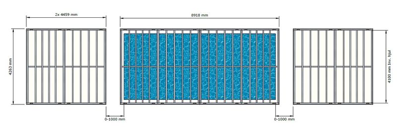 Aqvisdeck Skyvbart terassedekke 3,75x8,5 meter